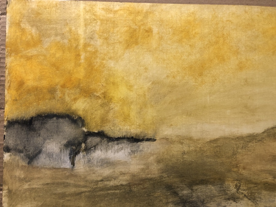 LANDSCAPE,  OIL ON PAPER, 23 X 14 cm, ©loreto saura 2019